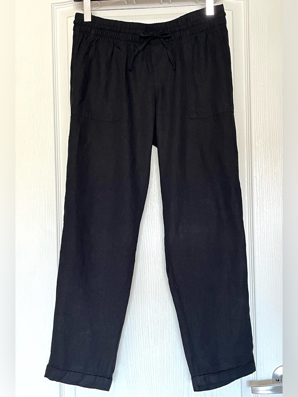 OLD NAVY Black Linen Blend Relaxed, Straight-Leg Cut Drawstring Pants Casual XS